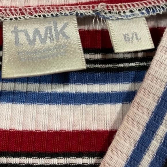 Twik by Simons, Striped Sleeveless Dress - Red, Blue, Black, Large - Picture 4 of 9